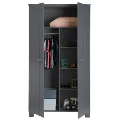 WOOOD Kledingkast Dennis Staalgrijs - 111x202x55 cm