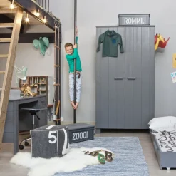 WOOOD Kledingkast Dennis Staalgrijs - 111x202x55 cm