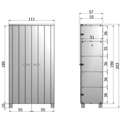 WOOOD Kledingkast Dennis Staalgrijs - 111x202x55 cm