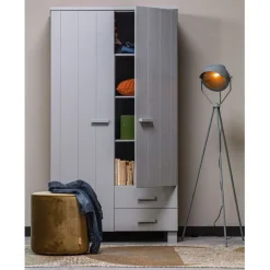 WOOOD Kledingkast Dennis Grijs - 111x202x55 cm