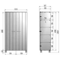 WOOOD Kledingkast Dennis Grijs - 111x202x55 cm