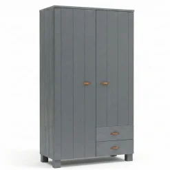 WOOOD Kledingkast Dennis Staalgrijs - 111x202x55 cm