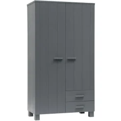 WOOOD Kledingkast Dennis Donkergrijs - 111x202x55 cm