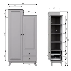 WOOOD Kledingkast Lily Grijs - 98x190x41 cm