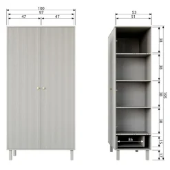 WOOOD Kledingkast  Madu Grijs - 100x195x53 cm