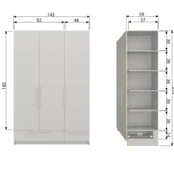 WOOOD Kledingkast Pure Dust - 142x215x60 cm