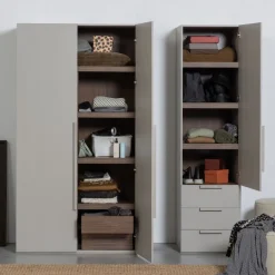 WOOOD Kledingkast Rens Grijs - 110x210x58 cm