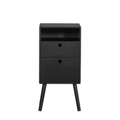 WOOOD Nachtkastje Ozzy Zwart - 36x75x30 cm