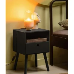 WOOOD Nachtkastje Ozzy Zwart - 36x53x30 cm