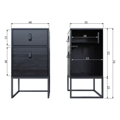 WOOOD Nachtkastje Zola Zwart - 40x74x35 cm