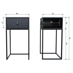 WOOOD Nachtkastje Zola Zwart - 40x74x35 cm
