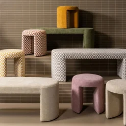 WOOOD Poef Charlie Oker - Ø 45 cm