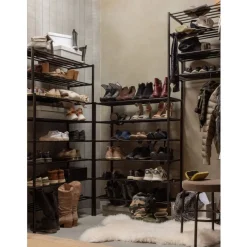 WOOOD Schoenenrek Ferro Zwart - 85x120x35 cm