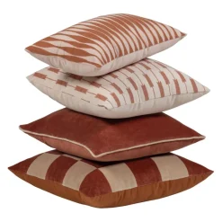 WOOOD Sierkussen Zena Roze / Roestbruin - set 4 stuks