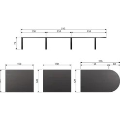 WOOOD Tafelblad Tablo Lungo Zwart - 150x120 cm