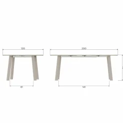 WOOOD Uitschuifbare Eettafel Janne Grijs - 120/200x120 cm