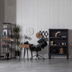 WOOOD Vakkenkast Teun Zwart - 85x188x35 cm