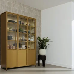 WOOOD Vitrinekast Exhibit XL Honinggeel - 142x200x44 cm