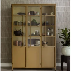 WOOOD Vitrinekast Exhibit XL Honinggeel - 142x200x44 cm