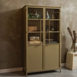 WOOOD Vitrinekast Exhibit Khaki - 99x170x44 cm