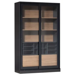 WOOOD Vitrinekast James Zwart - 125x200x47 cm
