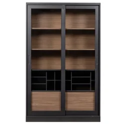 WOOOD Vitrinekast James Zwart - 125x200x47 cm