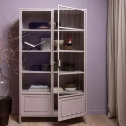 WOOOD Vitrinekast Ronja Roze - 110x189x43 cm