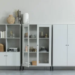 WOOOD Vitrinekast Xam Grijs - 100x155x40 cm