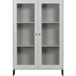 WOOOD Vitrinekast Xam Grijs - 100x155x40 cm