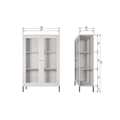 WOOOD Vitrinekast Xam Grijs - 100x155x40 cm