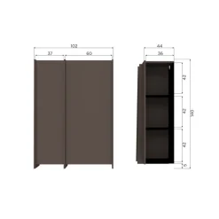WOOOD Wandkast Brock Middenbruin - 102x140x44 cm