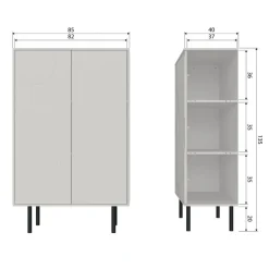 WOOOD Wandkast Cadiz Mist - 85x135x40 cm