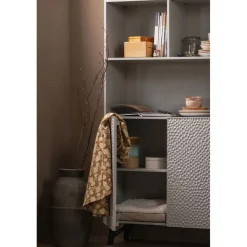 WOOOD Wandkast Carved Greige - 90x200x37 cm