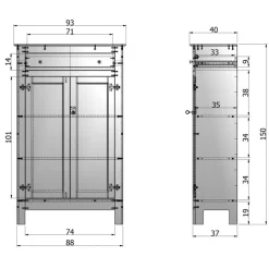 WOOOD Wandkast Eva Grijs - 93x150x40 cm