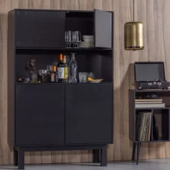 WOOOD Wandkast Finca Zwart - 110x170x40 cm