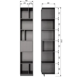 WOOOD Wandkast Finca Zwart - 40x210x40 cm