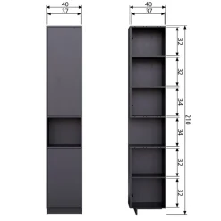 WOOOD Wandkast Finca Zwart - 40x210x40 cm