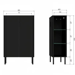 WOOOD Wandkast Gunnar Zwart - 85x135x39 cm