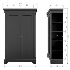 WOOOD Wandkast Isabel Zwart - 118x191x47 cm