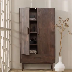 WOOOD Wandkast Liya Donkerbruin - 85x150x35 cm