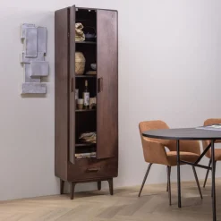 WOOOD Wandkast Liya Donkerbruin - 60x200x35 cm