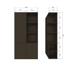 WOOOD Wandkast Meggy Links Middenbruin - 108x215x40 cm