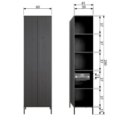 WOOOD Wandkast New Gravure Dust - 60x210x42 cm