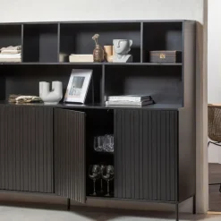 WOOOD Wandkast New Gravure Zwart - 200x150x44 cm