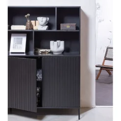 WOOOD Wandkast New Gravure Zwart - 200x150x44 cm