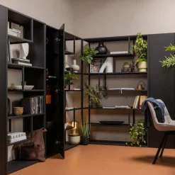 WOOOD Wandkast Teun Zwart - 44x188x35 cm