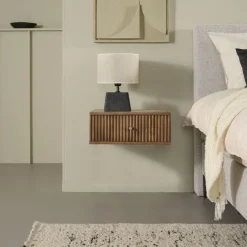 Zwevend Nachtkastje Sem Walnoot - 45x18x35 cm