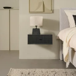 Zwevend Nachtkastje Sem Zwart - 45x18x35 cm