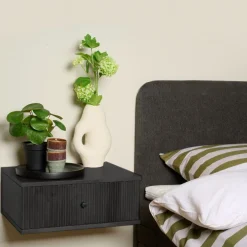 Zwevend Nachtkastje Sem Zwart - 45x18x35 cm