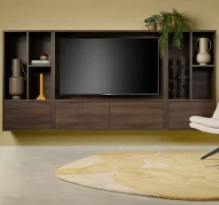 Zwevend TV-meubel Vista Donkerbruin - 253x119x32 cm